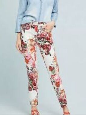 Pilcro and the Letterpress Floral mid rise straight pants Sz 28
